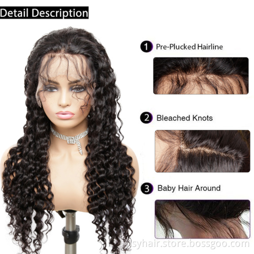 Lsy Indian Deep Wave Swiss Lace Frontal Wig 10-24 Inch Glueless Lace Front Wigs Natural Black Alimice Wigs For Black Women